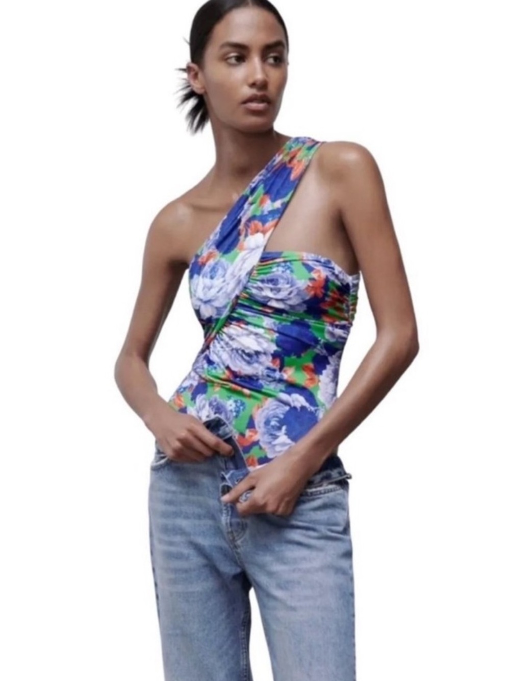 NWT Zara Floral One-Shoulder Bodysuit - Picture 4 of 10